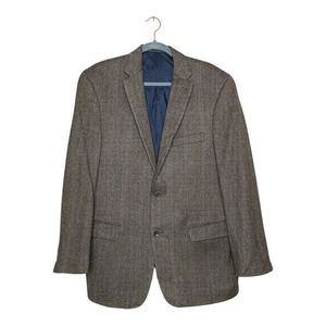 Mario Barutti 42R Mens Brown Tweed Cashmere Blend Pockets Single Breasted Blazer
